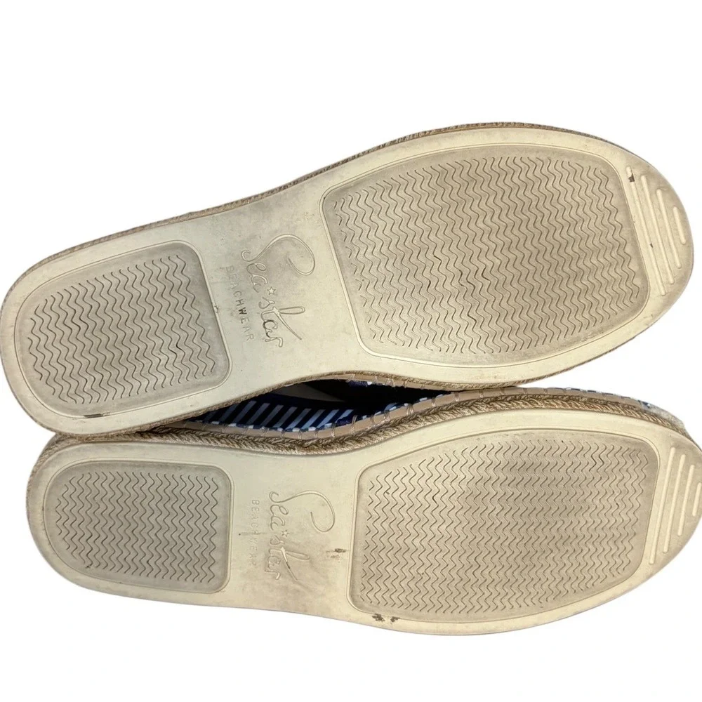 Sea‎ Star Beachwear Navy/White Striped Neoprene Espadrille Water Shoes Womens 9